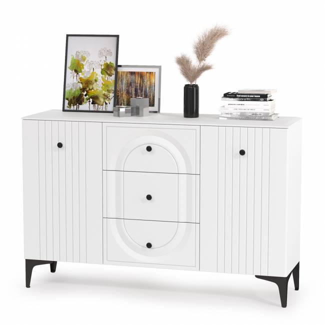 Комод-ТВ-тумба Валенсия 13.309 с навесной полкой цвет белый шагрень