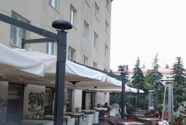 Зонт профессиональный двухкупольный 3.5х7 м Alu Double Dark антрацит, слоновая кость 3500х7000 мм