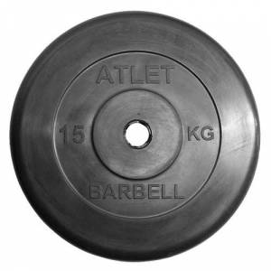 Диск обрезиненный черный MB ATLET d-31 15кг Диск обрезиненный черный MB ATLET d-31 15кг