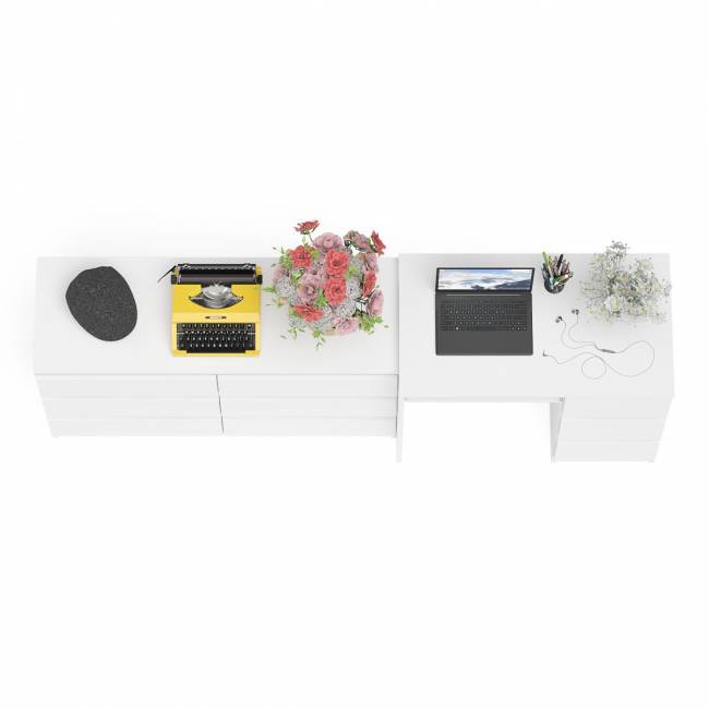 Комод Мори МК-1200 6 ящиков и компьютерный стол МС-6 три ящика справа цвет белый Комод Мори МК-1200 6 ящиков и компьютерный стол МС-6 три ящика справа цвет белый