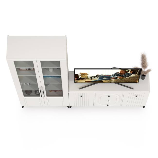 Комод с сервантом Валенсия цвет белый шагрень