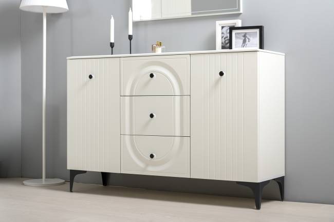 Комод с сервантом Валенсия цвет белый шагрень