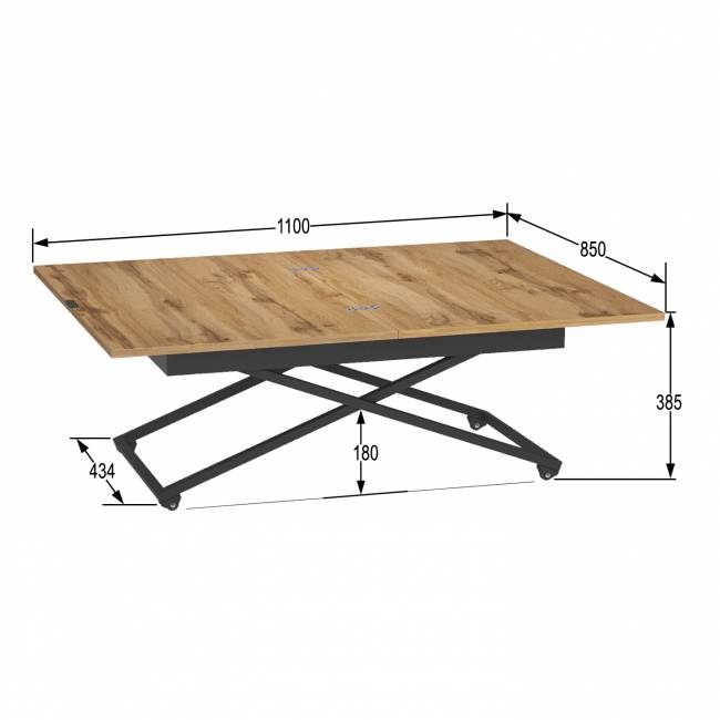 Стол универсальный трансформируемый АНДРЭ Loft ЛДСП дуб вотан/чёрный