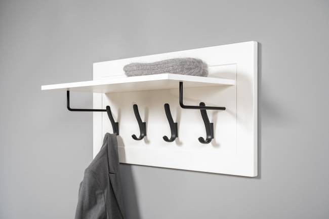 Комод четыре ящика и две дверки и вешалка для одежды Остин цвет белый шагрень/дуб крафт золотой