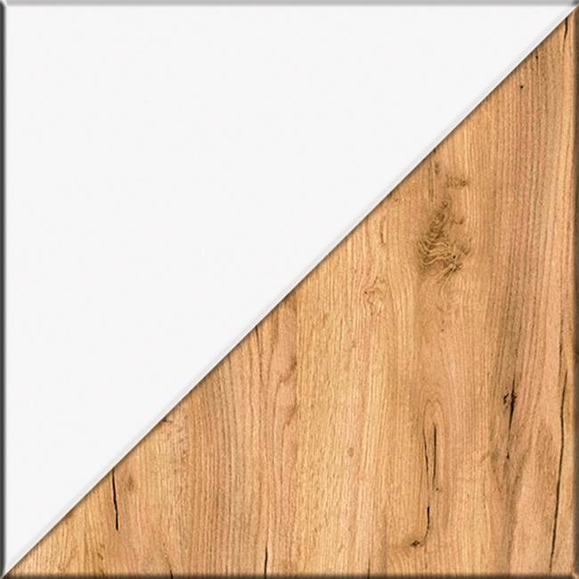 Комод четыре ящика и две дверки и вешалка для одежды Остин цвет белый шагрень/дуб крафт золотой