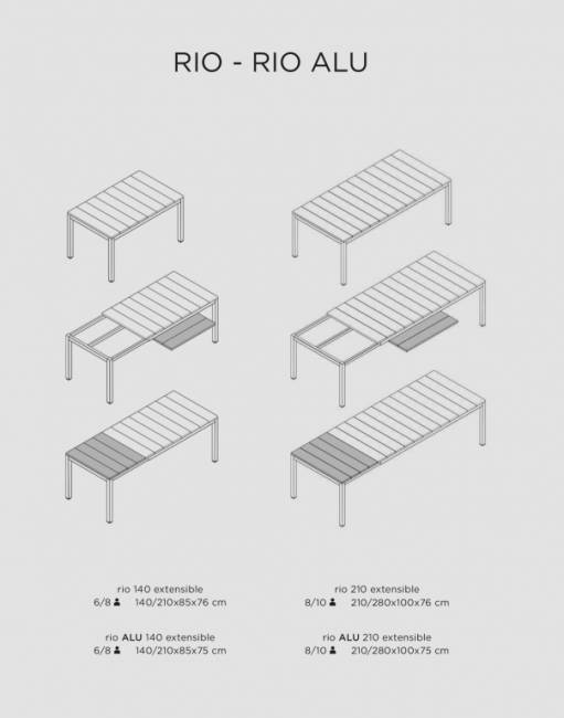 Стол пластиковый раздвижной Rio 210 Extensibile тортора 2100-2800х1000х760 мм