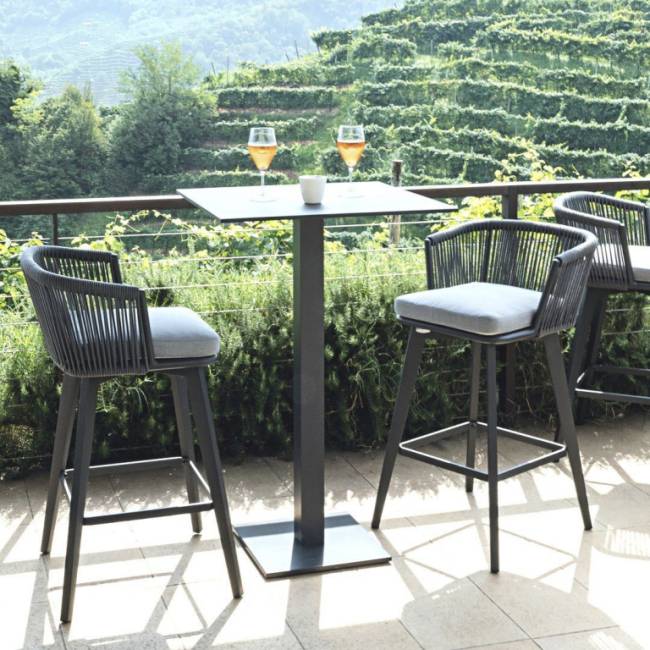 Кресло барное плетеное с подушкой Diva антрацит, темно-серый, серый 570х575х985 мм