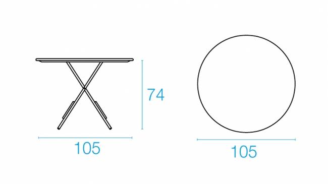 Стол металлический складной Pigalle белый Ø1050х740 мм
