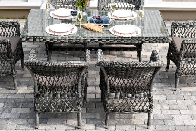 "Амароне" обеденная группа из искусственного ротанга на 6 персон, цвет графит