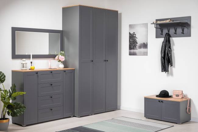 Комод Остин 16.221 цвет серый графит/дуб крафт золотой