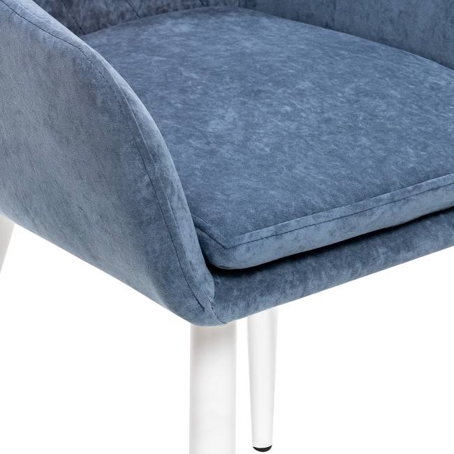 Стул с подлокотниками Leset Слим, каркас Белый, велюр Синий Синий Белый