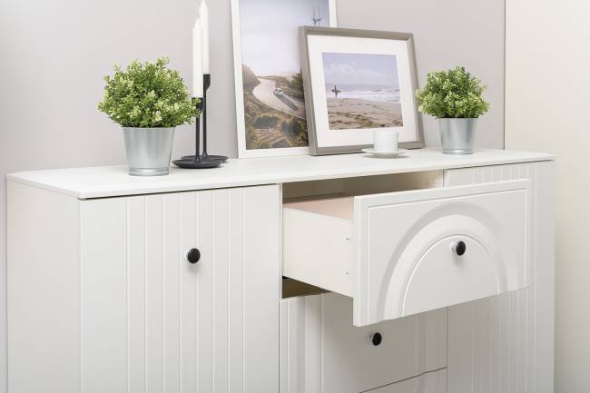 Комод Валенсия 13.309 с тумбой прикроватной цвет белый шагрень