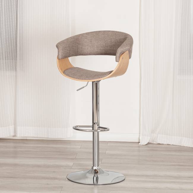 Барный стул VIMTA (mod.4021S) металл/дерево/ткань, 60х51х91,5-112,5 см, выс. сид. 61,5-82,5 см, бежевый/натур./хром, Aimcasa 5 береза, серый металл/дерево/ткань Барный стул VIMTA (mod.4021S) металл/дерево/ткань, 60х51х91,5-112,5 см, выс. сид. 61,5-82,5 см, бежевый/натур./хром, Aimcasa 5 береза, серый металл/дерево/ткань