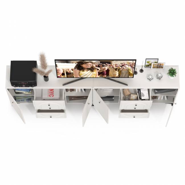 Два Комода Валенсия можно использовать как ТВ-тумбу цвет белый шагрень