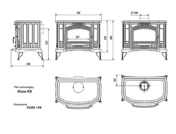 Чугунная печь Kratki Koza/K9 (турбина)