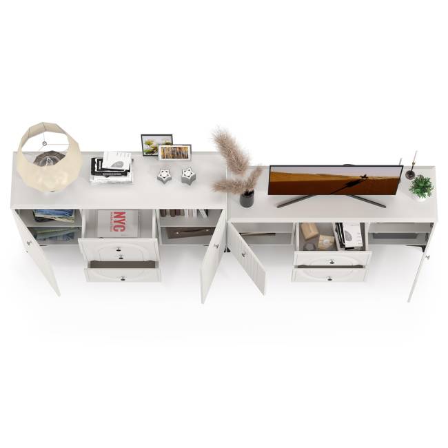 Комод Валенсия 13.309 с тумбой под ТВ Валенсия цвет белый шагрень