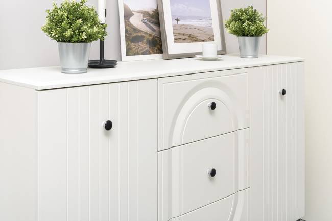 Комод Валенсия 13.309 с тумбой под ТВ Валенсия цвет белый шагрень