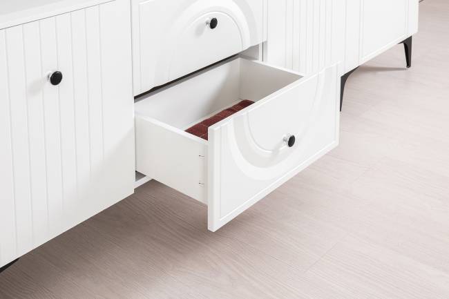 Комод Валенсия 13.309 с тумбой под ТВ Валенсия цвет белый шагрень