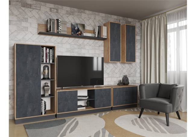 Леви 170 дуб крафт золотой / черный / угольный камень