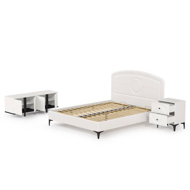 Комплект мебели в спальню Валенсия № 11 цвет белый шагрень/чёрный