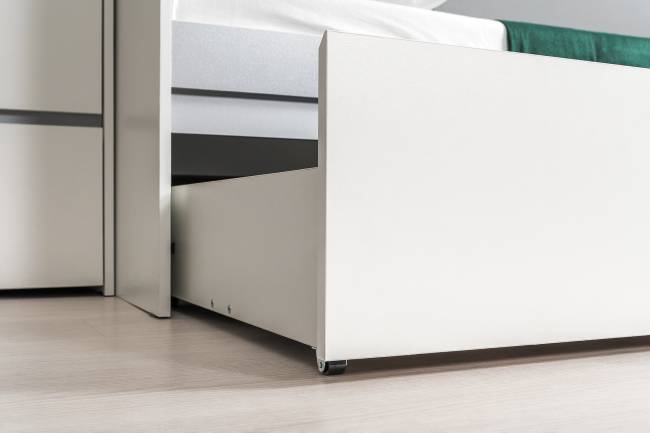 Мебель детская Торонто компоновка № 26 цвет белый шагрень/стальной серый