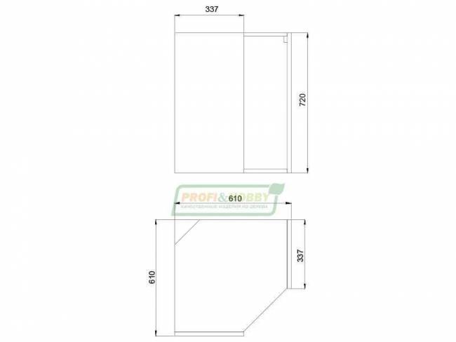 Шкаф угловой (корпус) 610х610х720