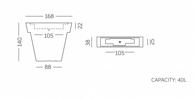 Кашпо пластиковое Il Vaso Standard 1680х380х1400 мм Кашпо пластиковое Il Vaso Standard 1680х380х1400 мм