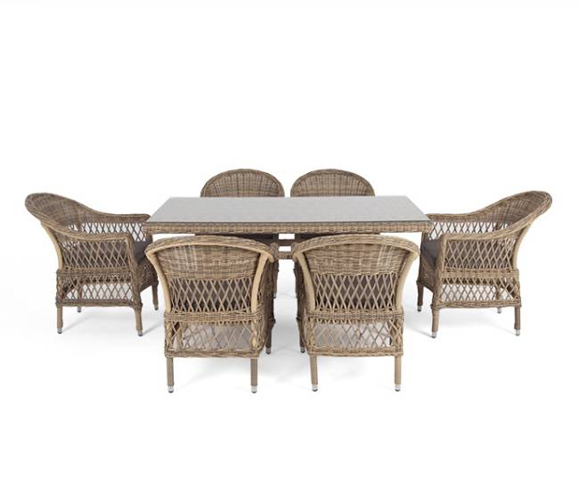 "Амароне" обеденная группа из искусственного ротанга на 6 персон, цвет соломенный
