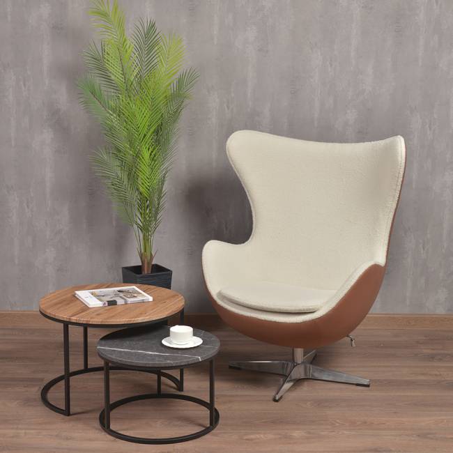 Кресло EGG STYLE CHAIR коричневый, белый, экокожа