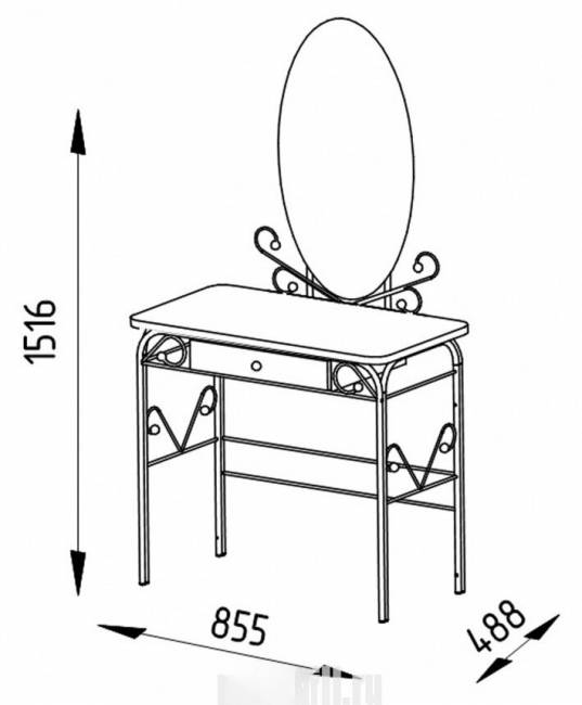 Стол дамский с ящиков ММД 303 Белый / Белый