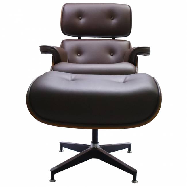 Кресло EAMES LOUNGE CHAIR и оттоманка EAMES LOUNGE CHAIR коричневые Кресло EAMES LOUNGE CHAIR и оттоманка EAMES LOUNGE CHAIR коричневые