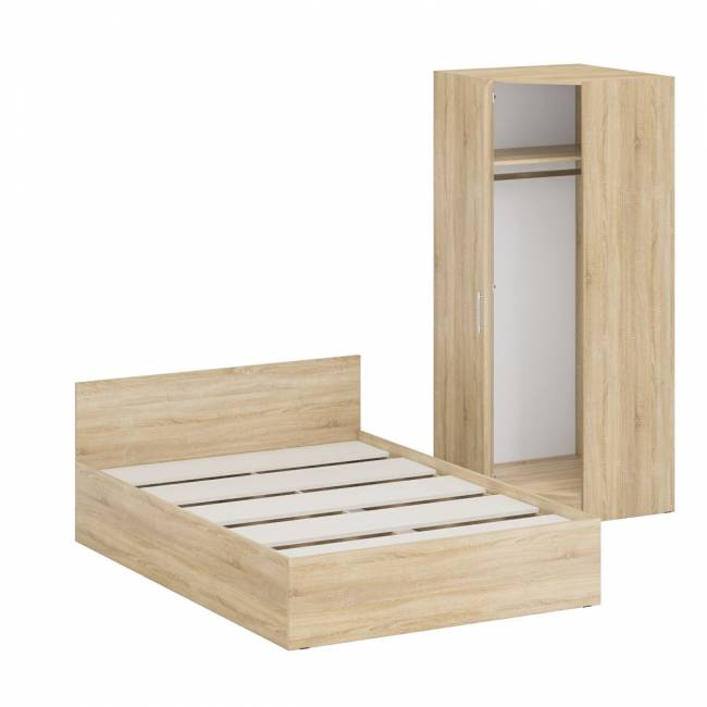 Кровать двуспальная 1400 с угловым шкафом Стандарт цвет дуб сонома