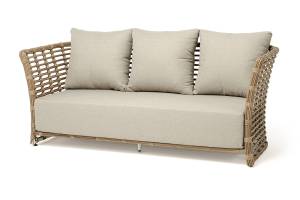 "Валенсия" диван из искусственного ротанга трехместный, цвет соломенный