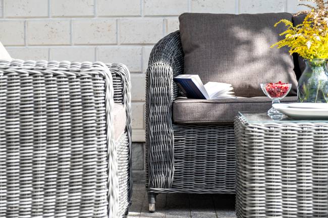 "Кон Панна" диван из искусственного ротанга двухместный, цвет графит "Кон Панна" диван из искусственного ротанга двухместный, цвет графит