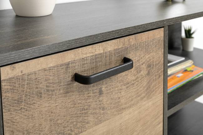 Комод с витриной с подсветкой и комод с дверкой и ящиком Трувор цвет дуб гранж песочный/интра