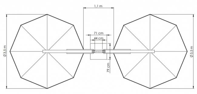 Зонт профессиональный двухкупольный Ø3.5х8.1 м Banana Plus Double Ø3500х8100 мм Зонт профессиональный двухкупольный Ø3.5х8.1 м Banana Plus Double Ø3500х8100 мм